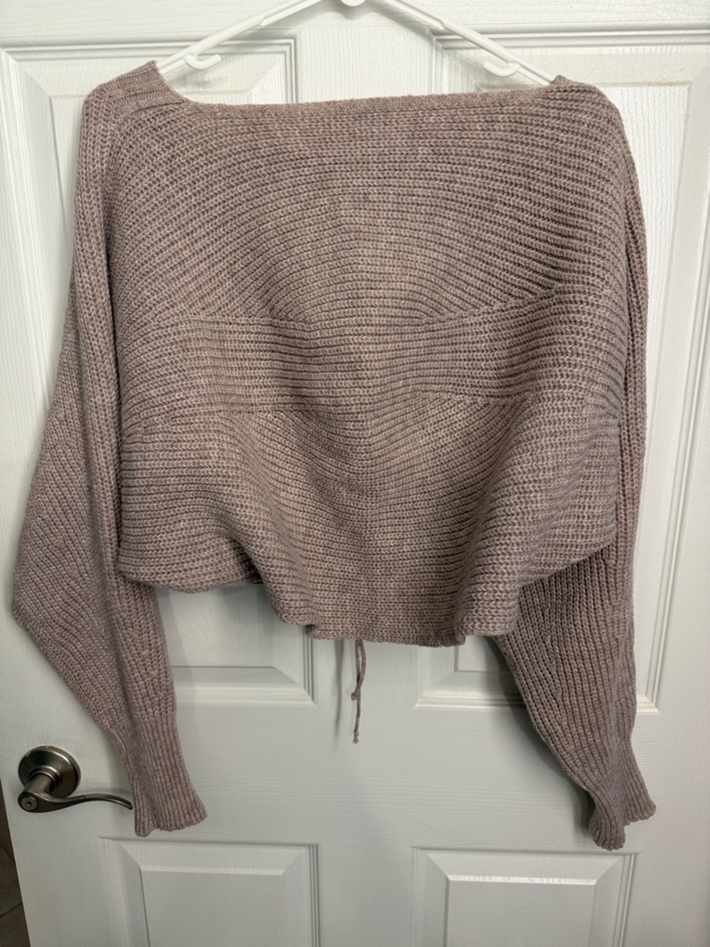 Crop Boatneck Pullover Sweater in Dusty Mauve